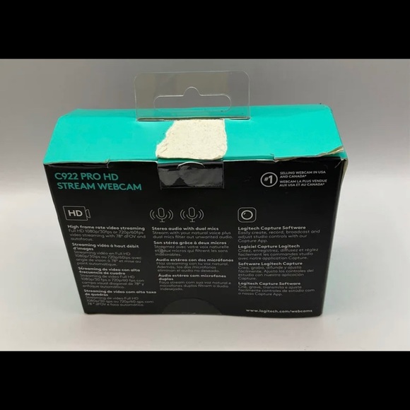 NEW LOGITECH C922 PRO HD STREAM WEBCAM FULL HD 1080P VIDEO STREAMING 960-001087 - Picture 2 of 2